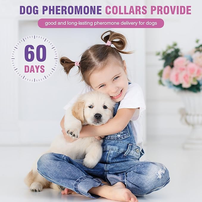 Calming Collar for Dogs 4 Packs Dog Pheromone Calm Collars Relief Anxiety Stress Separation Lasts 60 Days Relieve Bad Behavior 25 Inches Size Flexible Adjustable for All Small Medium and Large Dog - Image 7