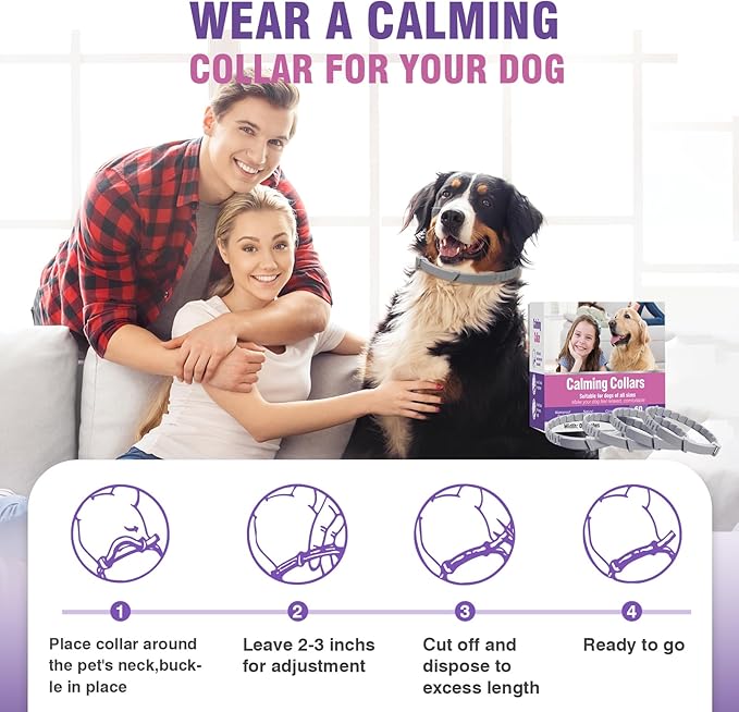 Calming Collar for Dogs 4 Packs Dog Pheromone Calm Collars Relief Anxiety Stress Separation Lasts 60 Days Relieve Bad Behavior 25 Inches Size Flexible Adjustable for All Small Medium and Large Dog - Image 3