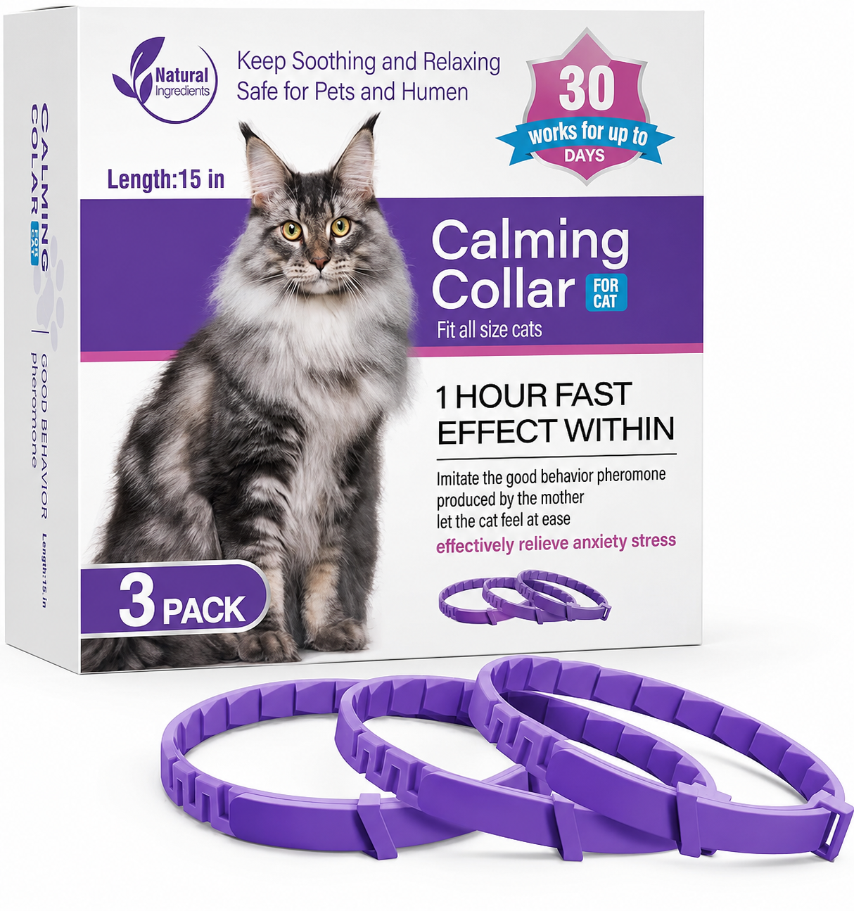 Breakaway Cat Calming Collars 3-Pack